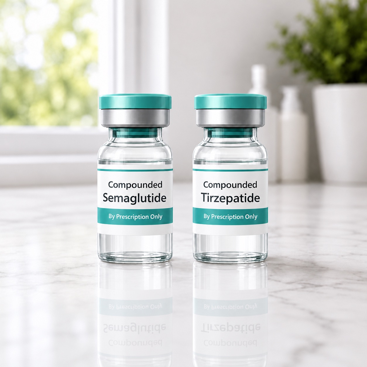 Compounded semaglutide and tirzepatide vials